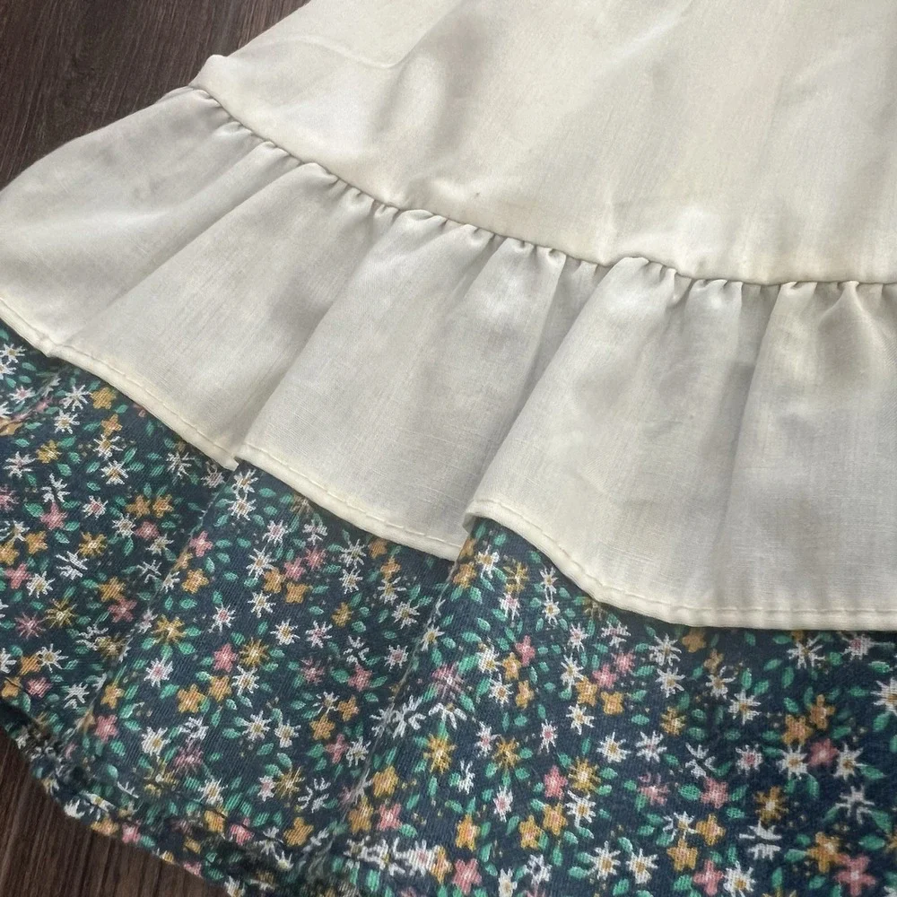 Vintage DISNEY Winnie Pooh Blue Prairie Floral Smocked Peasant Dress Y2K 4T Girl